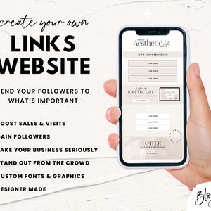 May include: A mobile phone screen displaying a website with the text "Aesthetic/4" and "JOIN THE LIST". The website has a light brown background with white text and buttons. The phone is being held by a hand. The text "Blog Pixie" is visible in the bottom right corner of the image.