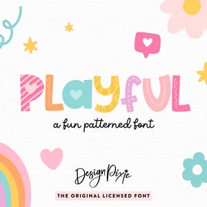 Playful Font With Hearts and Patterns - Cute Fonts for Procreate - Pattern Font - Decorative Lettering Fonts -  iPad Font PF01 Design Pixie