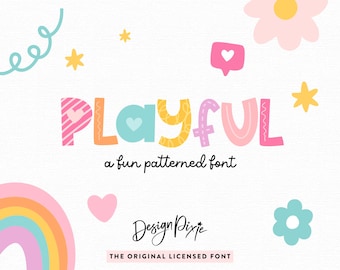 Playful Font With Hearts and Patterns - Cute Fonts for Procreate - Pattern Font - Decorative Lettering Fonts -  iPad Font PF01 Design Pixie