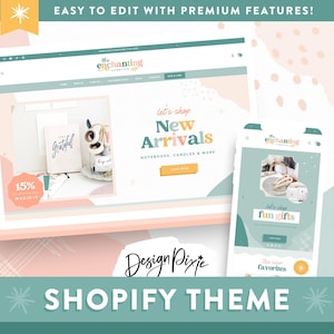 Enchanting Shopify Theme - Pastel Colorful Boutique Design - Shopify Website Template - EN01 Design Pixie