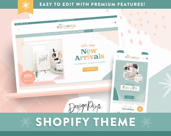 Tema encantador para Shopify - Diseño de boutique en tonos pastel - Plantilla web para Shopify - EN01 Design Pixie