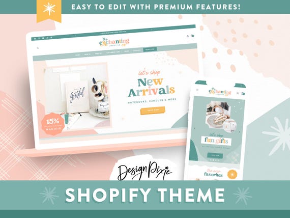Enchanting Shopify Theme - Pastel Colorful Boutique Design - Shopify Website Template - EN01 Design Pixie