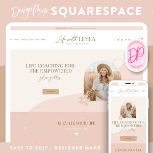 Squarespace Template Coach - Boho Squarespace Website Design - Squarespace 7.1 Theme - Squarespace Store Blog Portfolio Podcast Design Pixie