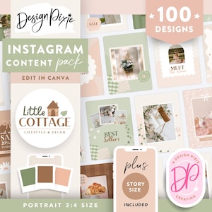 Plantillas de publicaciones de Instagram con estética cottagecore en Canva - Historias de Instagram originales - Feed de Instagram Bookstagram verde salvia CG01 Design Pixie