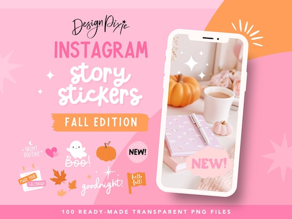 Fall Instagram Story Stickers - Autumn Aesthetic Sayings - Cute Graphics for Stories - Halloween Social Media PNGs - Design Pixie