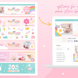 Etsy Shop Templates Rainbow Etsy Banner Templates Canva Etsy Store