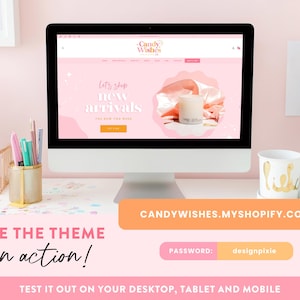 Pink Shopify Theme - Ecommerce Boutique - Pretty Shopify Website Template with Sparkles - Party Candle Shop Branding - CW01 - Design Pixie image 3