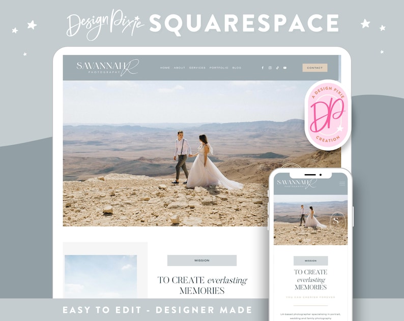 Squarespace Website Template Photography - Squarespace 7.1 Photographer Template - Squarespace Wedding - Website Design - Blog Pixie image 1
