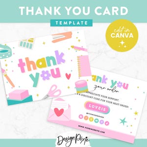 Sjabloon knutselbedankkaart Canva - Rainbow-branding - Canva-bestelkaart - Branding voor kleine bedrijven - Bedankkaarten - CR01 - Pixie-ontwerp
