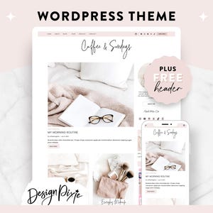 Motyw bloga WordPress – żeński motyw dla blogerów – różowy motyw bloga o modzie, urodzie, LTK – szablon Blush Kadence – Design Pixie