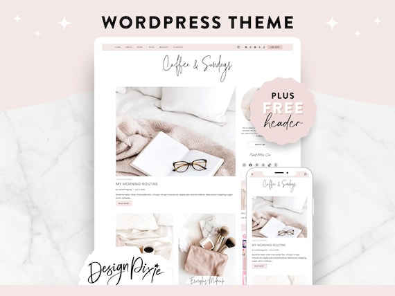 WordPress Blog Theme - Feminine Theme for Bloggers - Pink Lifestyle Blog Theme Fashion, Beauty, LTK - Blush Kadence Template - Design Pixie