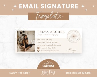 Email Signature Template Canva - Business Email Signature Design - Gmail - Outlook - Blog Email - Canva Templates - FA01 - Blog Pixie