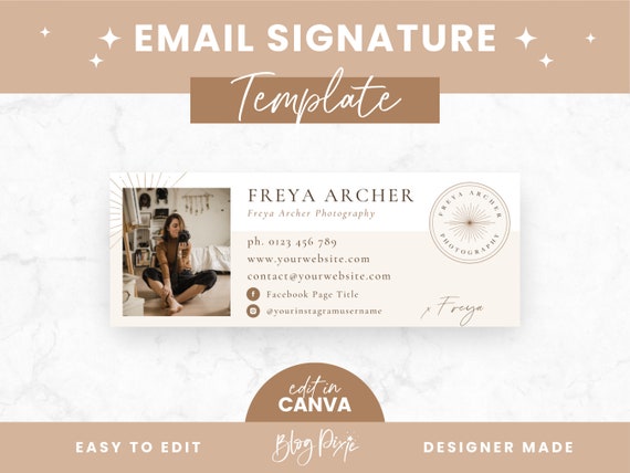 Email Signature Template Canva - Business Email Signature Design - Gmail - Outlook - Blog Email - Canva Templates - FA01 - Blog Pixie