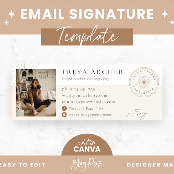 Email Signature Template Canva - Business Email Signature Design - Gmail - Outlook - Blog Email - Canva Templates - FA01 - Blog Pixie