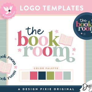 Modelo de logotipo de livro no Canva - Design de logotipo literário - Logotipos fofos e coloridos para branding - BC01 Design Pixie