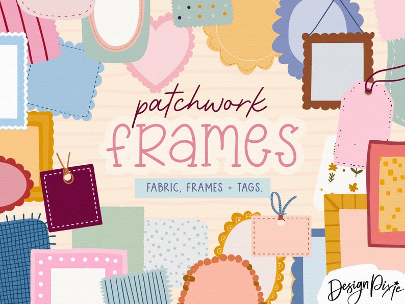 cute frames and fabric swatch SVG elements for canva