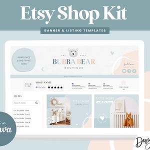 Etsy Banner Set Canva Templates - Etsy Shop Kid - Etsy Success Seller Template - Kids Baby Boutique - Store Branding Design BR01 Blog Pixie