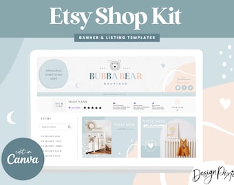 Etsy Banner Set Canva Templates - Etsy Shop Kid - Etsy Success Seller Template - Kids Baby Boutique - Store Branding Design BR01 Blog Pixie