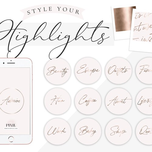 Handwritten Instagram Highlight Icons Rose Gold Instagram - Etsy