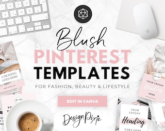 Pinterest Templates Fashion - Canva Pinterest Pins Blush Pink - Idea Pin Templates - Aesthetic Pinterest Blog Post Graphics - Design Pixie