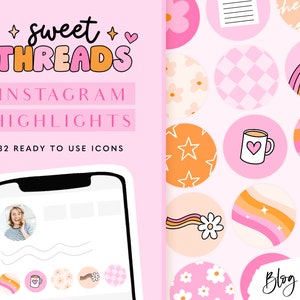 Pink Retro Instagram Highlight Covers - Instagram Highlight Icons - Retro Instagram Branding - 70s branding - ST01 - Blog Pixie