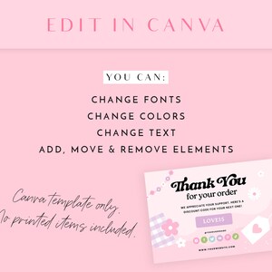 Pink Thank You Card Template - Flower Canva Thankyou Order Card ...
