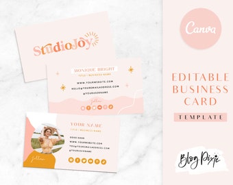 Business Card Template - Canva Business Card Design - Editable Business Card - Studio Joy - Small Business Branding - Blog Pixie
