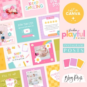 Rainbow Instagram Post Templates Canva - Positive Quotes for Instagram Bundle,Rainbow Branding - Playful Instagram Template PF01 Blog Pixie