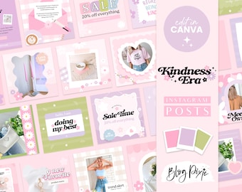 Instagram Post Templates Canva - Pink Pastel Purple Instagram Templates - Quotes for Instagram Bundle - Pastel Branding - KE01 - Blog Pixie