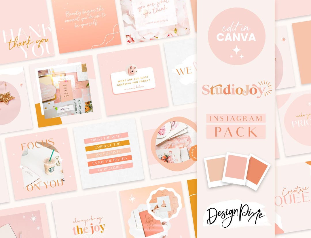 Instagram Post Templates Canva - Quotes for Instagram - Creative Instagram  Templates - Canva Designs - Fun Bright Instagram SJ01 Blog Pixie - Etsy, image size:1080x827
