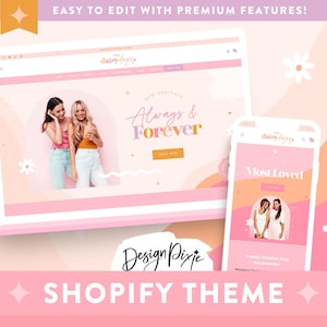 Tema Shopify Pink Fashion - Boutique online - Sito web di abbigliamento Shopify - Banner con slideshow floreali - Modello Shopify 2.0 DD01 Design Pixie