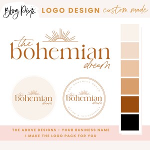Design de logotipo Boho - Branding Boho - Logotipo de marca d'água - Logotipos de boutique - Design de loja online - Logotipo moderno - Cartão de visita - Blog Pixie