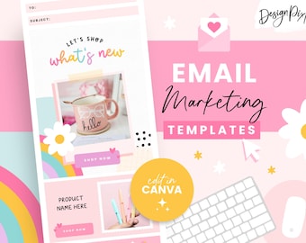 Email Marketing Templates - Canva Newsletter Template -  Mailing List Design - Mailchimp - Rainbow Branding - Small Business PF01 Blog Pixie