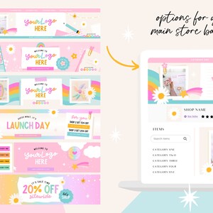 Etsy Shop Kit Canva - Etsy Banner Templates Rainbow - Etsy Store ...