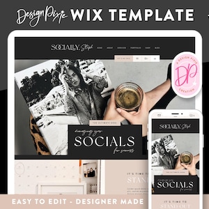 Social Media Manager Wix Template - Luxe Black Design - Creative Layout - Ecommerce and Blog Ready - Modern Stylish Wix - LE01 Blog Pixie