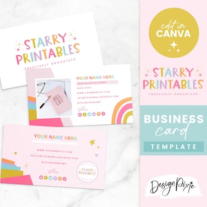 Visitenkarte Vorlage - Regenbogen Branding - Canva Visitenkarte Design - Bearbeitbare Visitenkarte - Small Business Branding - SP01 Blog Pixie