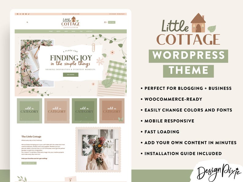 Cottagecore Wordpress Theme - Kadence Template - for Bloggers, Craft ...
