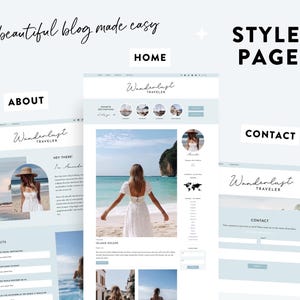 Sitio web de blog de viajes en WordPress - Tema Wanderlust para WordPress - Tema secundario Kadence para blogueros de viajes - Plantilla de blog azul - Design Pixie imagen 4