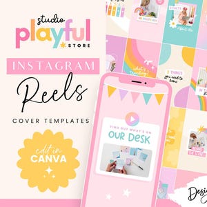Modelli di Reel Instagram Canva - Modelli di copertina di Reel arcobaleno - Idee per video Instagram - Copertine Tiktok - Social Playful PF01 Blog Pixie