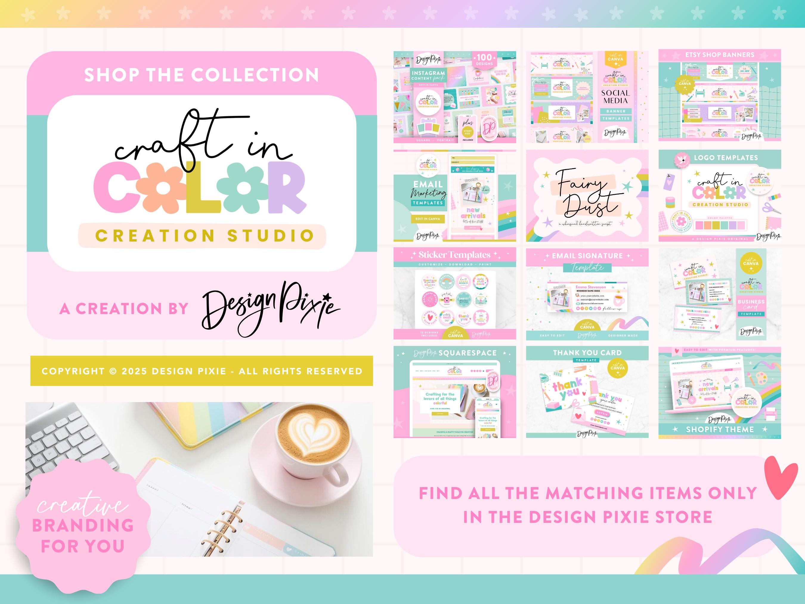 Craft Thank You Card Template Canva - Rainbow Branding - Canva Order ...