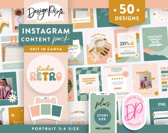 Retro Instagram Templates Canva - Groovy Posts and Stories - SR01 - Design Pixie