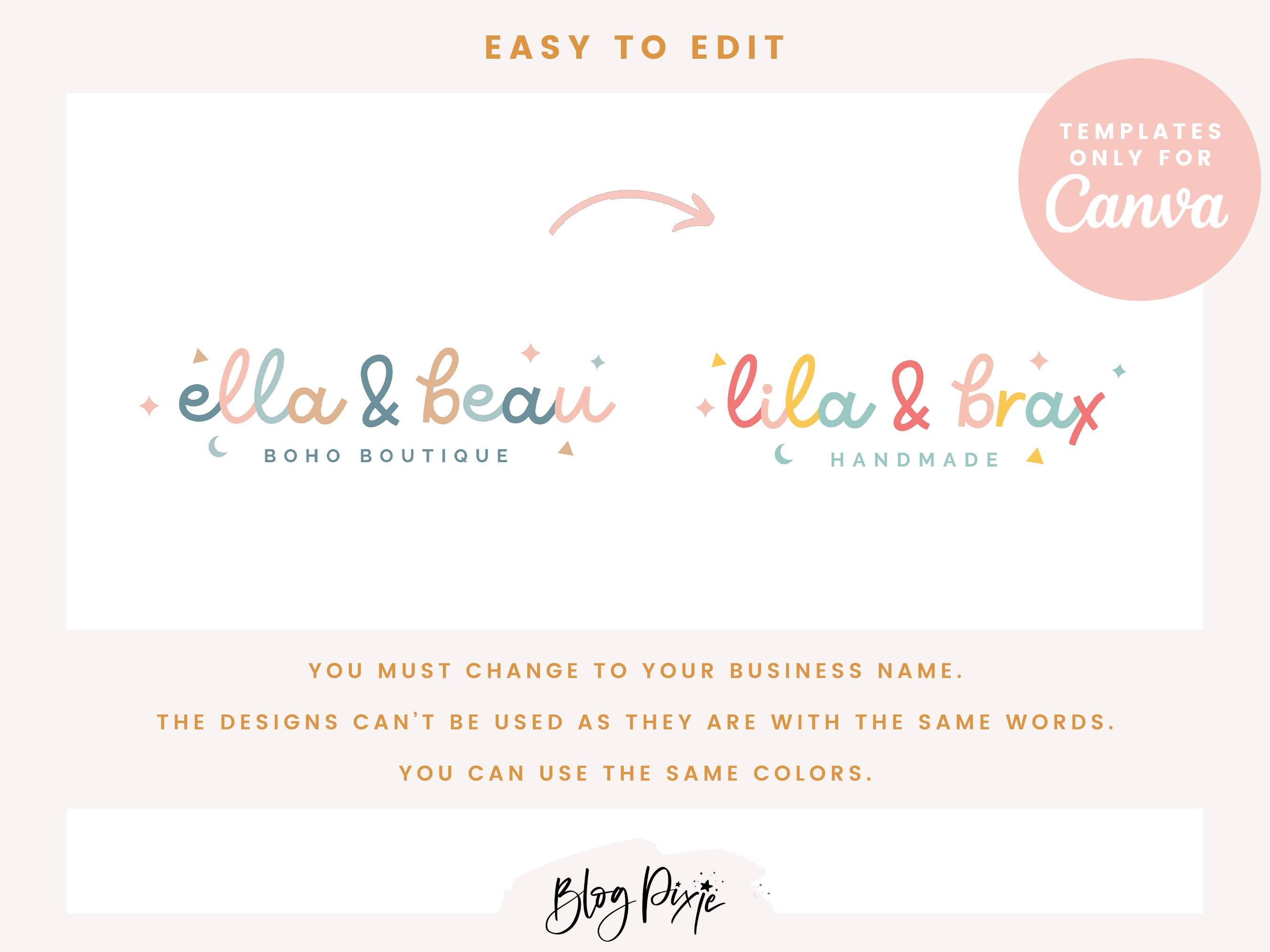 Editable Logo Design Canva - Logo With Stars and Moon - Kids Baby ...