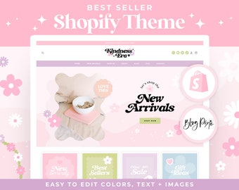 Pink Shopify Theme - Pastel Website Design Template - Pink Shopify 2.0 - Pretty Feminine Retro Shopify Store Boutique - KE01 - Blog Pixie