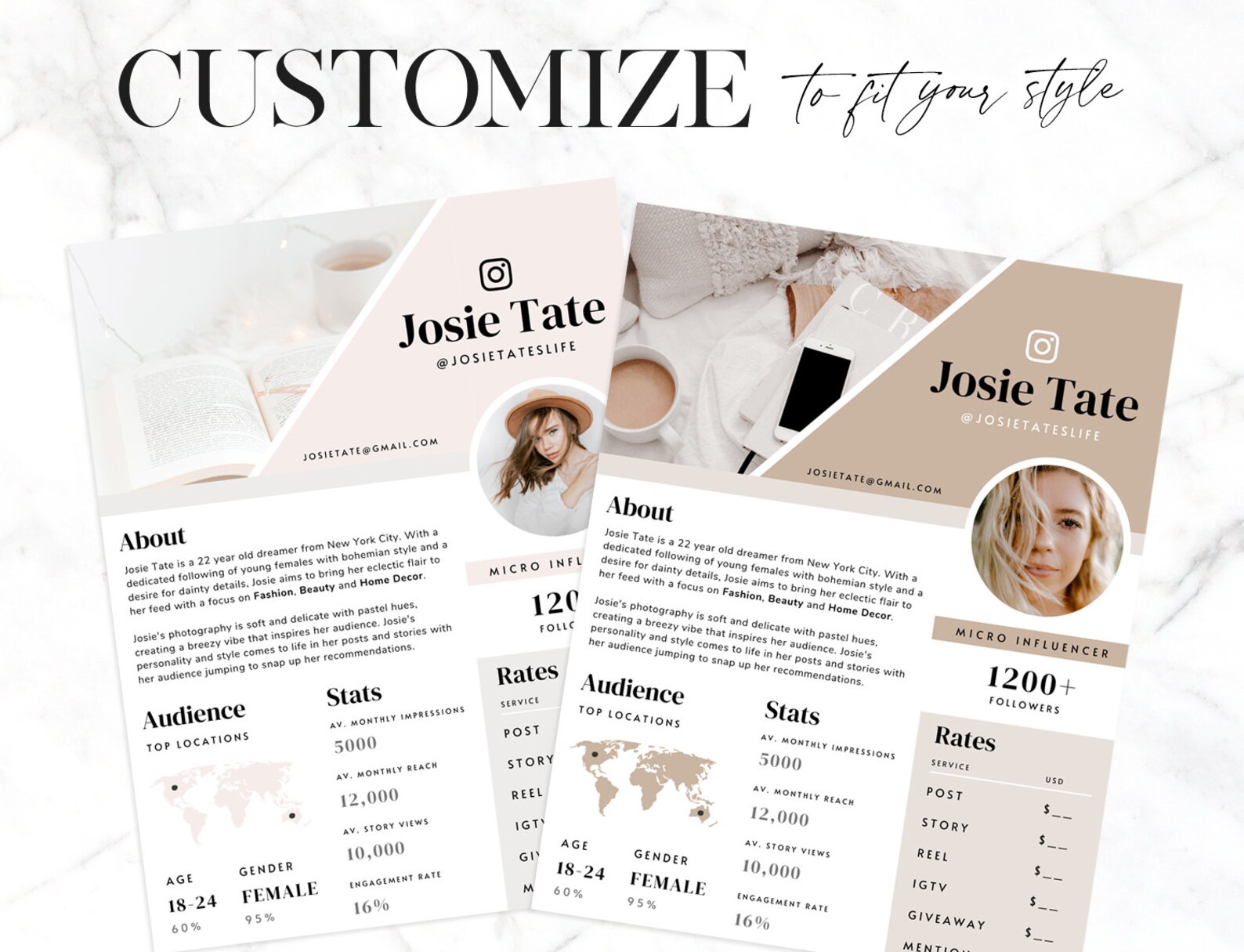 Media Kit for Instagram Canva Template Media Kit Templates Etsy