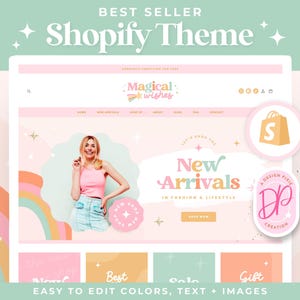 Pastel Rainbow Shopify Theme - Canva Website Design Template - Pink Shopify 2.0 - Pretty Feminine Shopify Store Boutique - MW01 - Blog Pixie