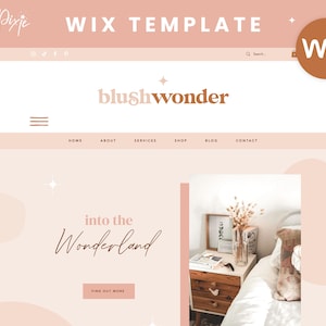 Wix Website Template Boho Design - Wix Theme - Small Business - Coach - Creative Wix Layout - Ecommerce - Blush Wonder - Blog Pixie