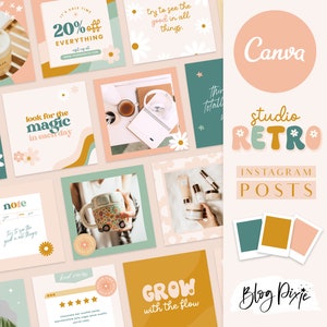 Retro Instagram Templates Canva - Boho Instagram Canva Templates - Fashion Instagram - Retro Quotes for Instagram Bundle - SR01 - Blog Pixie