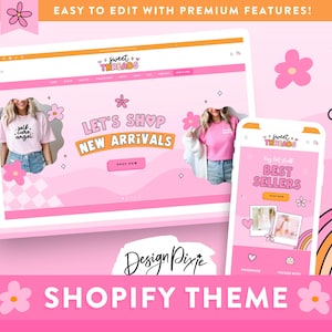 Rosa Retro-Shop-Theme Vorlage - E-Kompass Boutique - Hot Pink Website Banner - Shopilly 2.0 - ST01 - Design Pixie