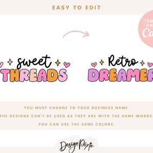 Pink Retro Logo Template Canva - Editable Logo Design Hearts and ...