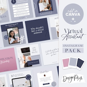 Instagram Post Templates Virtual Assistant - Quotes for Instagram - Instagram Templates Canva - VA Coach Social Media - Blog Pixie